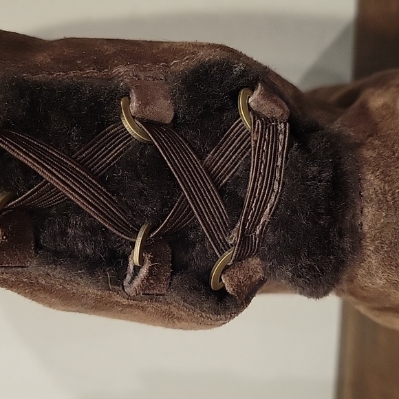 Women's Roseberry Chocolate Tall Lace Up Ugg Boots/Sheepskin Lined - Picture 4 of 7